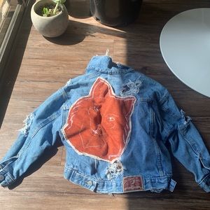 Vintage distressed jean jacket small/xs